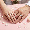 Stylish S925 Sterling Silver Geometric Couple Bands with Linear Texture Finish