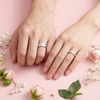Classic S925 Sterling Silver Couple Bands with Subtle Cream Inlay
