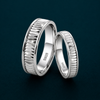 Luxury S925 Sterling Silver Diamond-Cut Couple Bands
