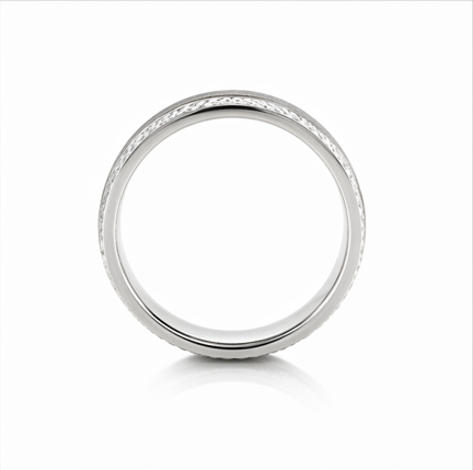 Elegant S925 Sterling Silver Couple Bands with Textured Matte & Diamond-Cut Finish