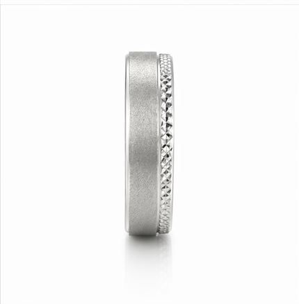Elegant S925 Sterling Silver Couple Bands with Textured Matte & Diamond-Cut Finish