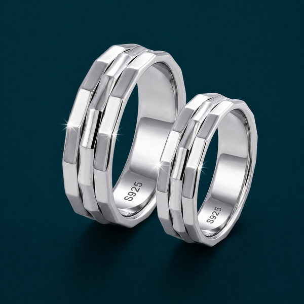 Stylish S925 Sterling Silver Chain Design Couple Bands