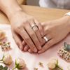 Elegant S925 Sterling Silver Striped Segment Couple Bands