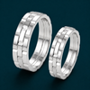S925 Sterling Silver Interlock Pattern Couple Bands