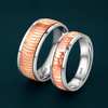 S925 Sterling Silver Rose Gold Ribbed Couple Bands