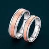 S925 Sterling Silver Rose Gold Brushed Center Couple Bands