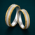 S925 Sterling Silver Gold Cut Edge Couple Bands