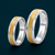 S925 Sterling Silver Gold-Tone Ribbed Couple Bands