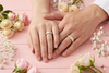 S925 Sterling Silver Gold Edge Textured Couple Bands
