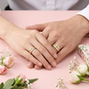 S925 Sterling Silver Gold Textured Couple Band