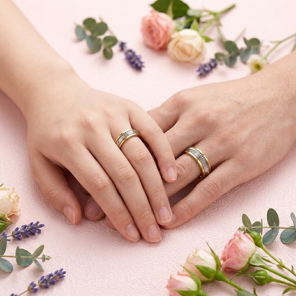 S925 Sterling Silver Faceted Texture Couple Bands