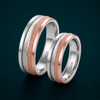 S925 Sterling Silver Triple Layer Rose Gold Couple Bands