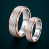S925 Sterling Silver Multi-Line Textured Couple Bands