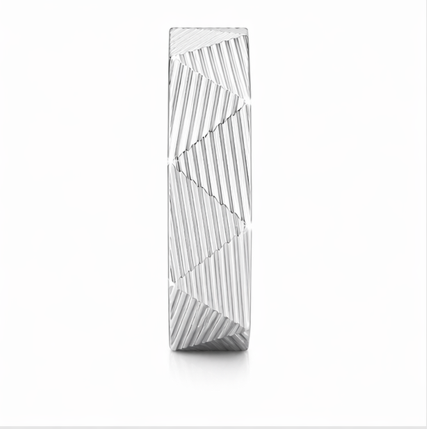 Designer S925 Sterling Silver Faceted Textured Couple Bands