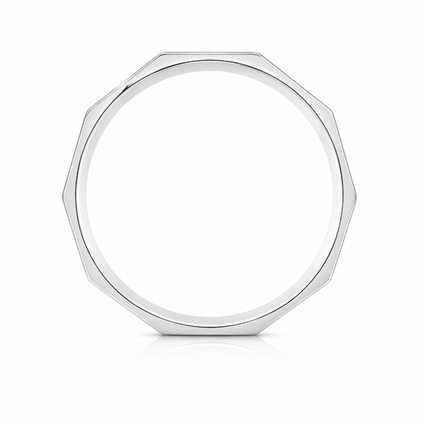 Designer S925 Sterling Silver Faceted Textured Couple Bands