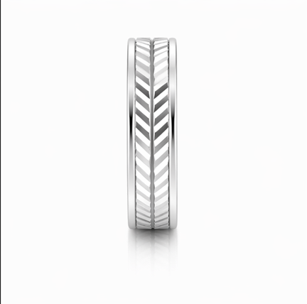 Elegant S925 Sterling Silver Leaf Engraved Couple Bands