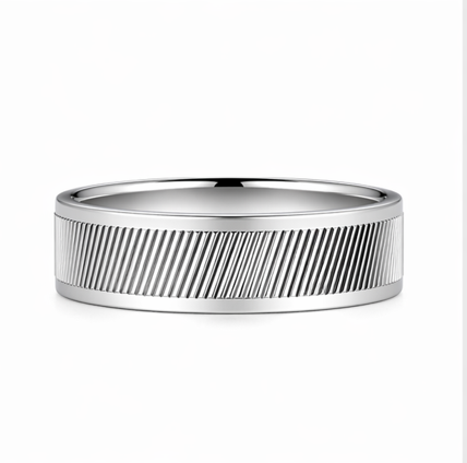 S925 Sterling Silver Ribbed Couple Bands