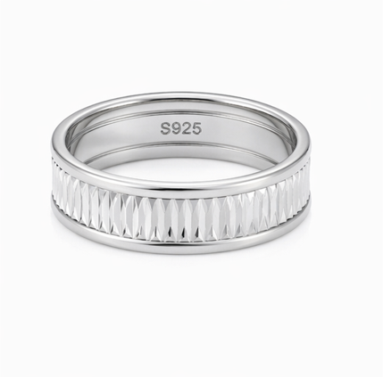 Luxury S925 Sterling Silver Diamond-Cut Couple Bands