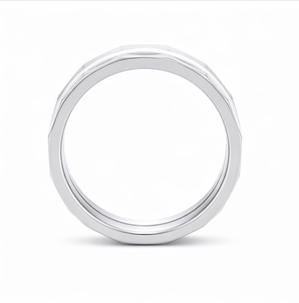 Luxury S925 Sterling Silver Dual-Line Faceted Couple Bands