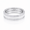 Luxury S925 Sterling Silver Dual-Line Faceted Couple Bands