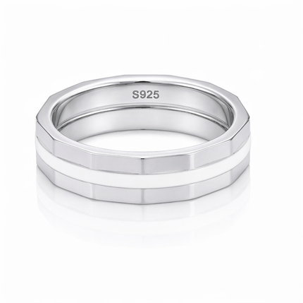 Luxury S925 Sterling Silver Dual-Line Faceted Couple Bands