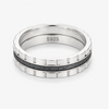 Stylish S925 Sterling Silver Black Inlay Couple Bands