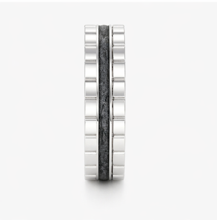 Stylish S925 Sterling Silver Black Inlay Couple Bands