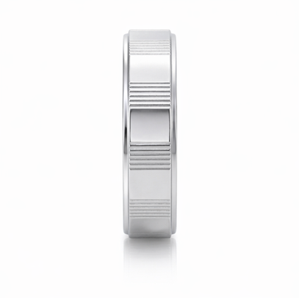 Elegant S925 Sterling Silver Striped Segment Couple Bands
