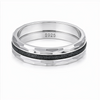 Luxury S925 Sterling Silver Faceted Couple Bands with Black Inlay