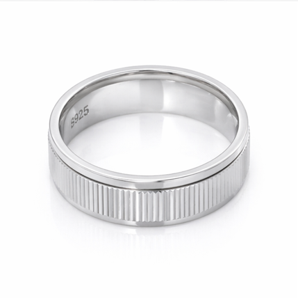 S925 Sterling Silver Textured Ribbed Couple Bands