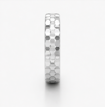 S925 Sterling Silver Diamond-Cut Faceted Couple Bands