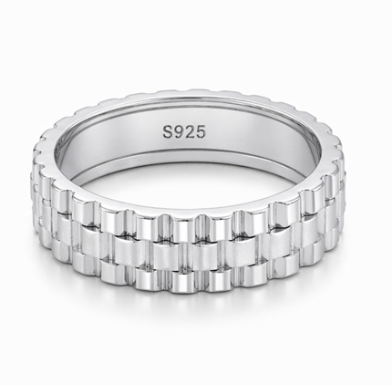S925 Sterling Silver Chain Texture Couple Bands