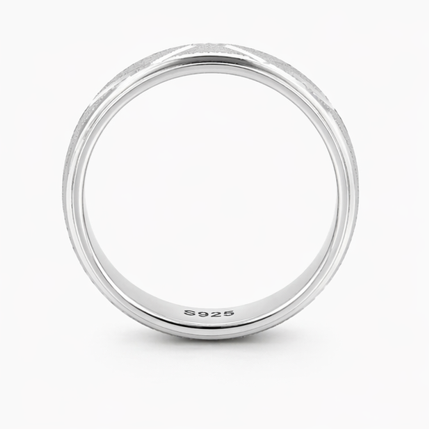 S925 Sterling Silver Geometric Triangle Texture Couple Bands