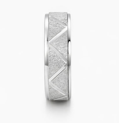 S925 Sterling Silver Geometric Triangle Texture Couple Bands