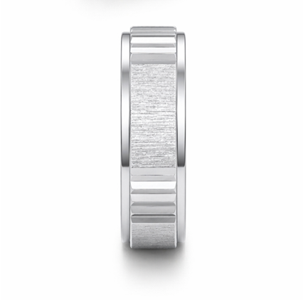 S925 Sterling Silver Dual Finish Striped Couple Bands