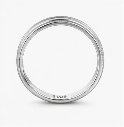 S925 Sterling Silver Multi-Line Textured Couple Bands