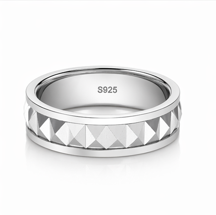 Premium S925 Sterling Silver Studded Texture Couple Bands