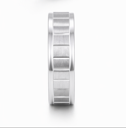 S925 Sterling Silver Linear Groove Couple Bands