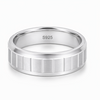 S925 Sterling Silver Linear Groove Couple Bands