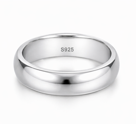 S925 Sterling Silver Classic Dome Couple Bands