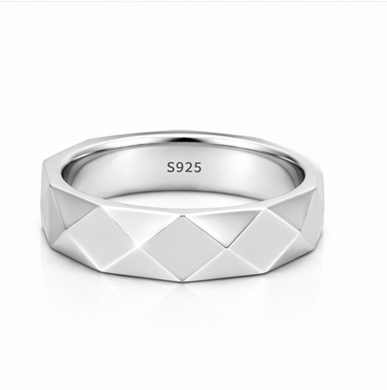 S925 Sterling Silver Faceted Couple Bands |