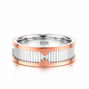S925 Sterling Silver Dual-Tone Ribbed Couple Bands