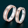 S925 Sterling Silver Rose Gold Dual Groove Couple Bands