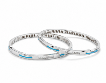 Minimal Blue Accent Designer Bangles – 925 Sterling Silver Sleek Bangles Set
