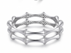 Rivadhy S925 Sterling Silver Bamboo-Style Bangles – Designer Stone-Studded Geometric Bangle Set