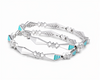 S925 Sterling Silver Geometric Prism Bangles – Designer Blue Enamel & Solitaire Stone Bangle Set