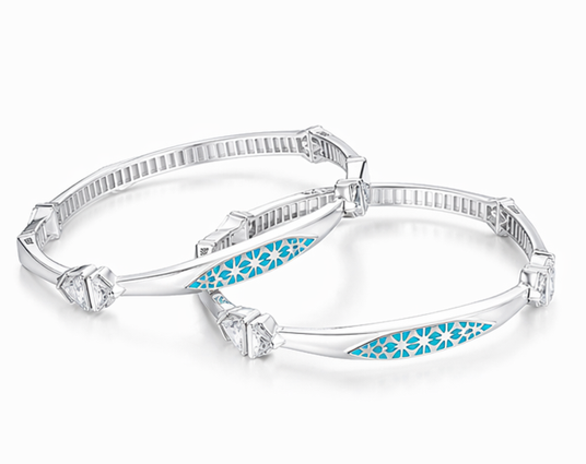 Elegant Turquoise Cutwork Designer Bangles – 925 Sterling Silver Premium Bangles