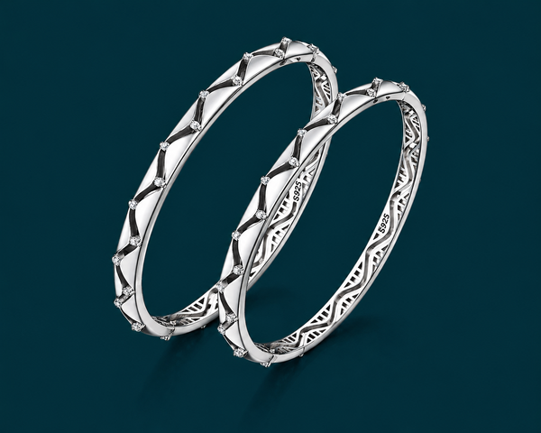Classic Diamond-Cut Designer Bangles – 925 Sterling Silver Premium bangles