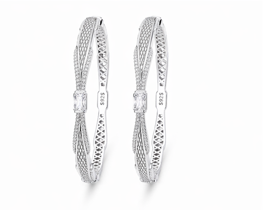 Elegant Textured Diamond-Cut Banngles