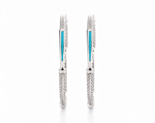Elegant Blue Inlay Textured Bangles – 925 Sterling Silver Designer Bangles Set